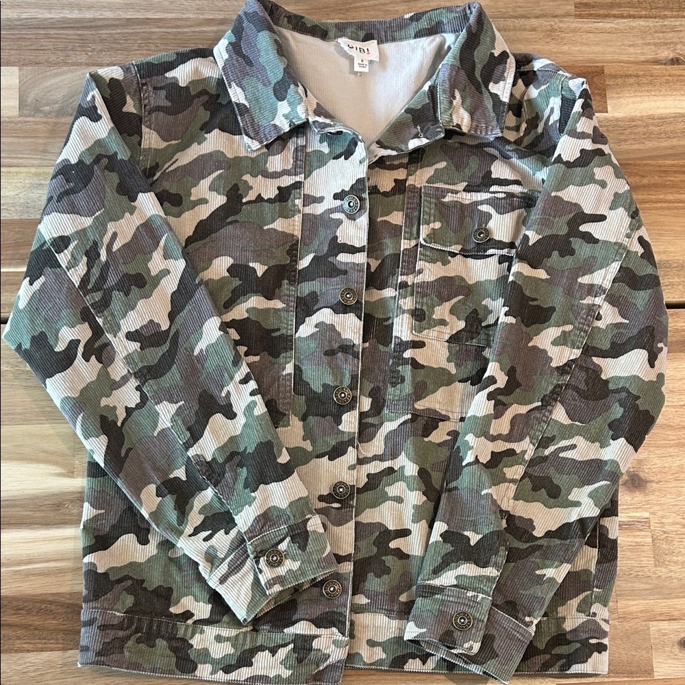 Corduroy Camouflage Button-Up Jacket